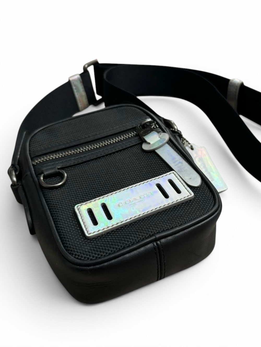 Coach Terrain Leather Holographic Crossbody Bag in Black F89176 - Picture 2 of 8